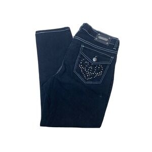 True Luxe Jeans Womens Size 10 Approx 30x24.5  Dark Blue Mid Rise Crop Ankle Ski